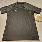 Nike Dri-Fit Shirt Youth M Black Sport Mesh Swoosh Embroidery NWT with DEFECT 