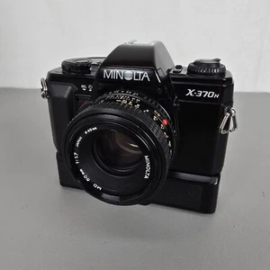 Minolta X-370n 35mm Film Camera MD 50mm f/1.7 Lens Auto Winder Grip READ As-Is - Picture 1 of 11