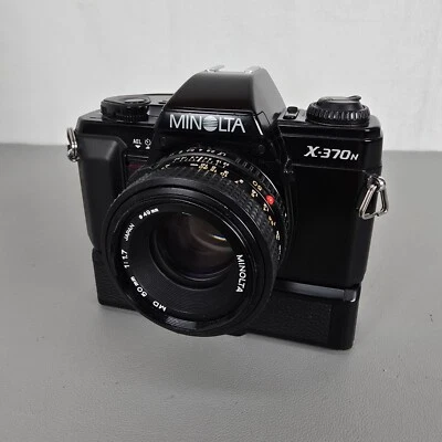 Minolta X-370n 35mm Film Camera MD 50mm f/1.7 Lens Auto Winder Grip READ As-Is - Image 1 of 4