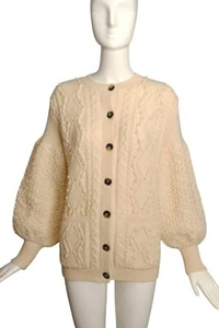 VALENTINO- Ivory Wool Fisherman Sweater, Size Small - Picture 1 of 5