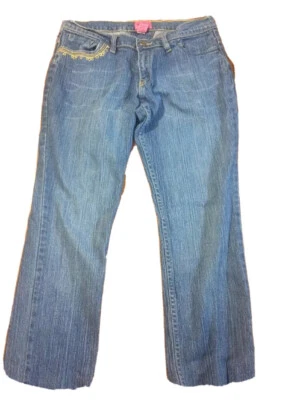 Pantalones de mezclilla de colección Y2K Steve & Barry’s para mujer 10R azul bordado boho retro occidental Foto 1 de 4