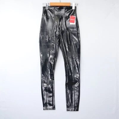 Spanx Womens Leggings Faux Leather Patent High Waist Black Glossy Shine Size NWT - Image 1 of 4