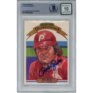 Pete Rose Autographed 1982 Donruss 1 10 Grade Trading Card Beckett 47145 - Picture 1 of 2