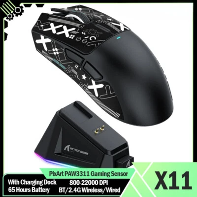 Wireless Gaming Mouse with Charging Dock PixArt PAW3311 Gaming Sensor BT/2.4G - Image 1 of 4