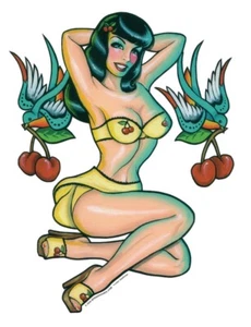 Rockabilly Pin Up Cherry Bomb Kustom Kulture Hot Rod Sticker Rock n Roll Decal - Picture 1 of 1