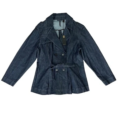 NWT Nine West Jacket Womens 1X Blue Denim Button Front Oxford Trench Jean Coat - Image 1 of 4