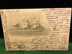 Segelschiff Postkarte 1901 La Rochelle storniert Dreimasten so nah wie möglich A1-52 - Bild 1 von 2