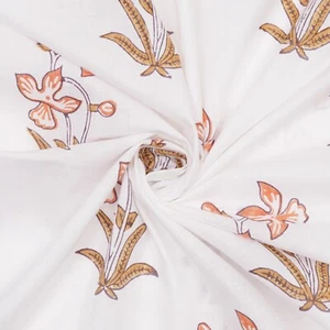 5 Yard Indian Flower Block Print Running Dress Material Clothing Cotton Fabric v - Picture 1 of 7