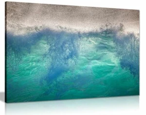 Abstract Turquiose Waves On Beach Canvas Wall Art Picture Print - Picture 1 of 5
