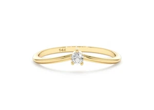 Anillo de amor de diamantes de oro de 14K - Regalo de joyería de diseño curvo para ella, Nueva York - Imagen 1 de 6
