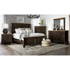 Bowery Hill Farmhouse Chocolate and Honey Brown King 5-Piece Bedroom Set - Picture 1 of 7
