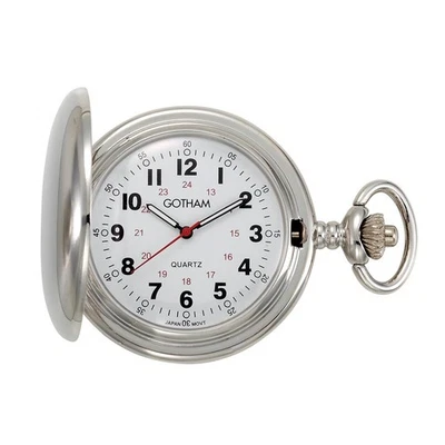 Gotham Men's Silver-Tone Polished Finish Covered Quartz Pocket Watch # GWC15042S - Image 1 of 3