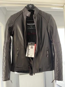 Triumph Andorra Ladies Leather Motorcycle Jacket Size S New With Tags - Picture 1 of 10
