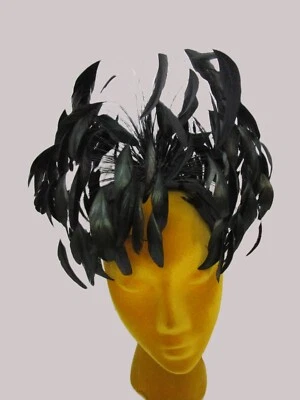 Movie Modes Casper Davis Hollywood Jiggly Feather Fascinator Calot Hat Vintage - Image 1 of 4