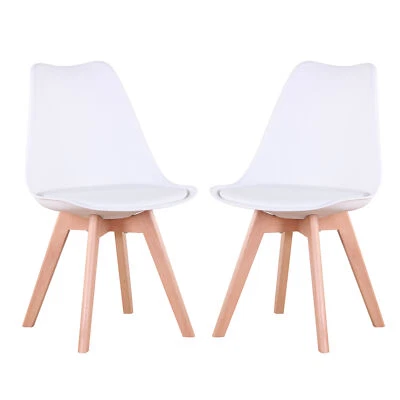 Set 2 sedie Bianco Tulip Design Gambe polipropilene Legno di faggio - Immagine 1 di 4