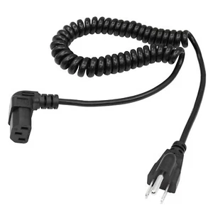 Coiled AC Power Cord 18 AWG 3 Prong NEMA 5-15P to IEC320C13 10A 125V Extensio... - Picture 1 of 7