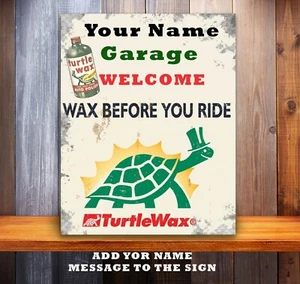 PERSONALISED TURTLE WAX CAR VELET GARAGE WORKSHOP SHED Metal Wall Sign TW01 - Picture 1 of 3