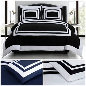 Chezmoi Collection 7-teiliges Bettdecken-Set im Hotelstil mit quadratischem Muster - Bild 1 von 29