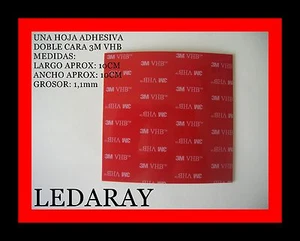 HOJA LAMINA 3M VHB™ ADHESIVA DOBLE CARA/LARGO:10CM X ANCHO:10CM X GROSOR:1,1mm - Imagen 1 de 2