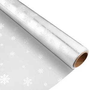 Christmas Cellophane Wrap Roll 2. 5 Mil Thickness Snowflake Cellophane 43cm x 3m - Picture 1 of 9