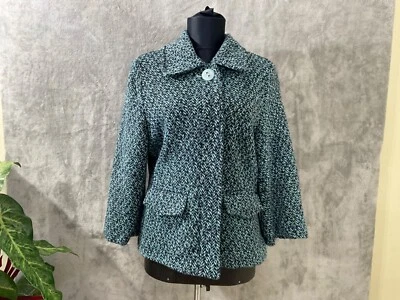 Chaqueta Blazer Ambition Para Mujer Talla L Multi Tweed Mezcla Lana Grande Botón Frontal Foto 1 de 4