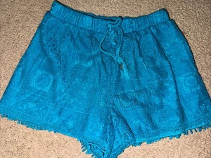 Takara Girls Size Large Aqua Lace Shorts With Drawstring Design - Picture 1 of 5