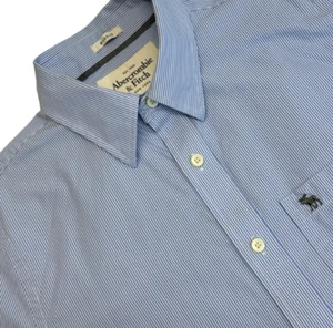 Abercrombie & Fitch Button Up Shirt Mens Medium Muscle Fit Long Sleeve Striped - Picture 1 of 11