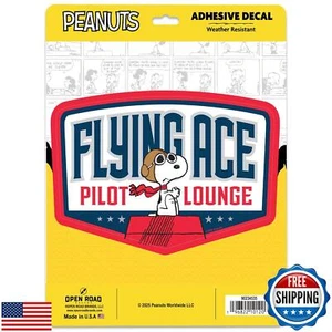 Peanuts Snoopy Flying Ace Pilot Lounge Adhesive Vinyl Decal – Fun Snoopy Stic - Picture 1 of 5