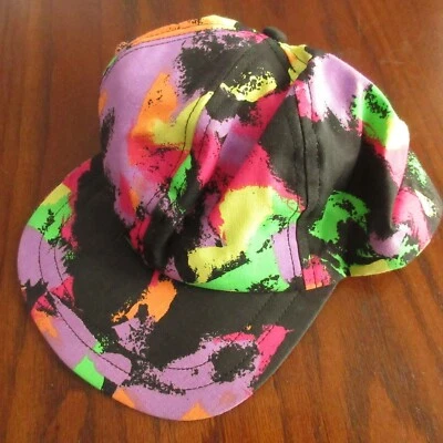ORIGINAL VTG 80s Womens Cap Splatterpaint NOS Rollerskate Cool New Wave Disco - Image 1 of 3