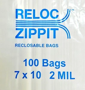 100 7x10 Bags 2MIL Reloc Zippit Reclosable Clear Zip Seal Lock Bags 7" x 10"  - Picture 1 of 2