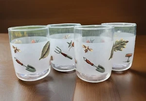 4 Pfaltzgraff Naturewood Frosted Juice Drinking Glasses 3 3/4" Round Base 6 Oz - Picture 1 of 9