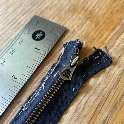 "De colección Años 30 Talon 1938 Campana Cremallera Extremo Cerrado Nº4 7-7/8"" Latón Ennegrecido AZUL MARINO" Foto 1 de 4