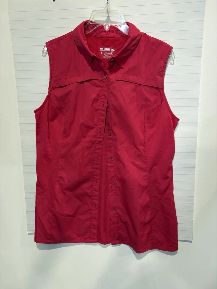 Túnica polo de pesca Reel Legends Performance rosa água livre sem mangas grande - Imagem 1 de 3