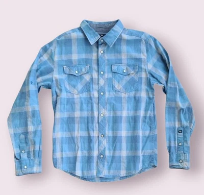 Buffalo David Bitton Shirt Women Size Large Long Sleeve Pearl Snaps Blue Plaid - Image 1 of 4