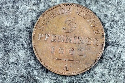 1860 - A German Prussian 3 PFENNINGE 120 Einen Thaler! #J08989 - Image 1 of 2