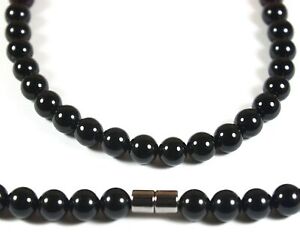 Indestructible Black Onyx Necklace 6-18mm With Magnet Clasp 19/24/30 inches