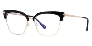 Tom Ford Cat Eye Eyeglasses Tom Ford TF 5547 c.001 in Shiny Black with Gold 54mm - Picture 1 of 4
