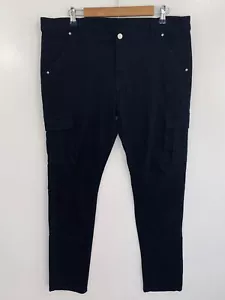PANTETE Mens Jeans Pants XXXL Solid Black Skinny Leg Cargo Pockets NWT - Picture 1 of 6