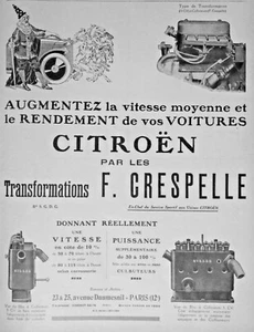PUBLICITÉ DE PRESSE 1926 VOITURES CITROËN PAR LES TRANSFORMATIONS F.CRESPELLE - Imagen 1 de 1