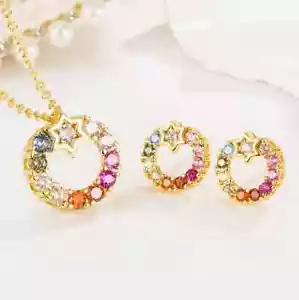 Round Cut Lab-Created Diamond Women's Jewelry Set 14k Yellow Gold Plated 2Ct - Picture 1 of 6