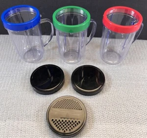 3 Magic Bullet Blender Replacements Cups & Lids - Picture 1 of 5