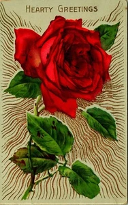 Red Rose Greetings Gold Gel Postcard - Picture 1 of 2