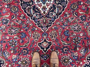ANTIQUE ORIENTAL RUG 6x10 RED BLUE HANDMADE colorful worn real vintage fine 6x9 - Picture 1 of 21