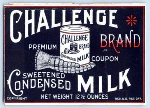 BORDEN'S CHALLENGE GESÜSSTE KONDENSMILCH VIKTORIANISCHES GUTSCHEINETIKETT HANDELSKARTE - Bild 1 von 2