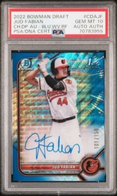 JUD FABIAN 2022 Bowman Draft 1st Auto BLUE WAVE Refractor /150 PSA 10 GEM *bt - Image 1 of 2