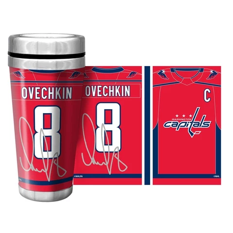 ALEXANDER OVECHKIN TRAVEL TUMBLER 16oz MUG WASHINGTON CAPITALS PLAYER JERSEY Cover