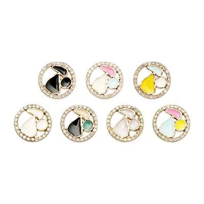 5pcs Alloy Buttons with Rhinestone and Enamel Inlay, Luxury Fashion Decor 18mm - Image 1 of 2