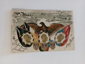 Myslowitz dreikaiserreichsecke gold embossed postcard 1905 Konigshutte Gera - Picture 1 of 2