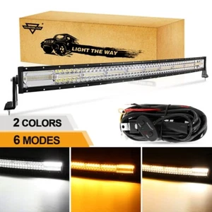 Auxbeam 42"INCH Curved LED Light Bar 6 Modes White/Amber/Strobe Offroad Driving - Picture 1 of 12