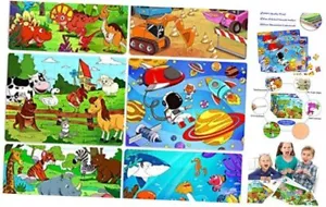 Puzzles for Kids Ages 4-8, 6 Pack Wooden Jigsaw Puzzles 60 Pieces Preschool - Picture 1 of 7